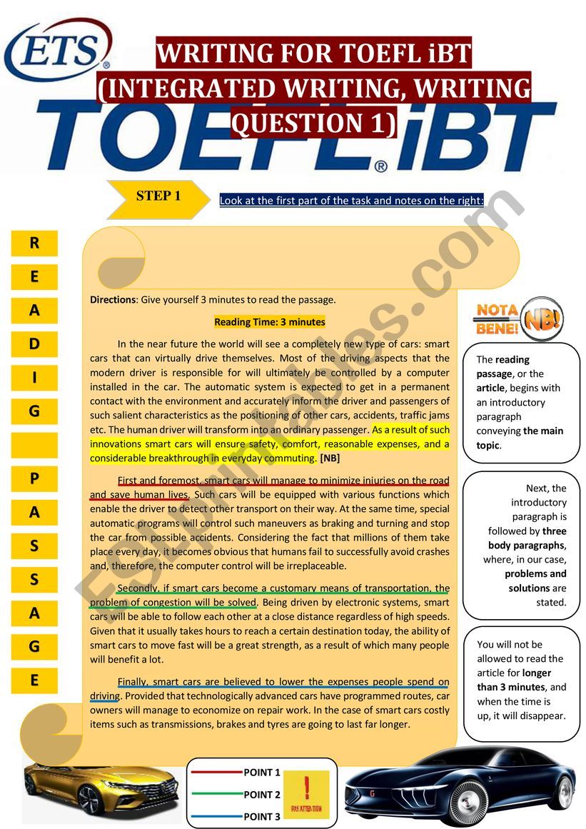 WRITING FOR TOEFL iBT: INTEGRATED WRITING, QUESTION 1 [methodology]